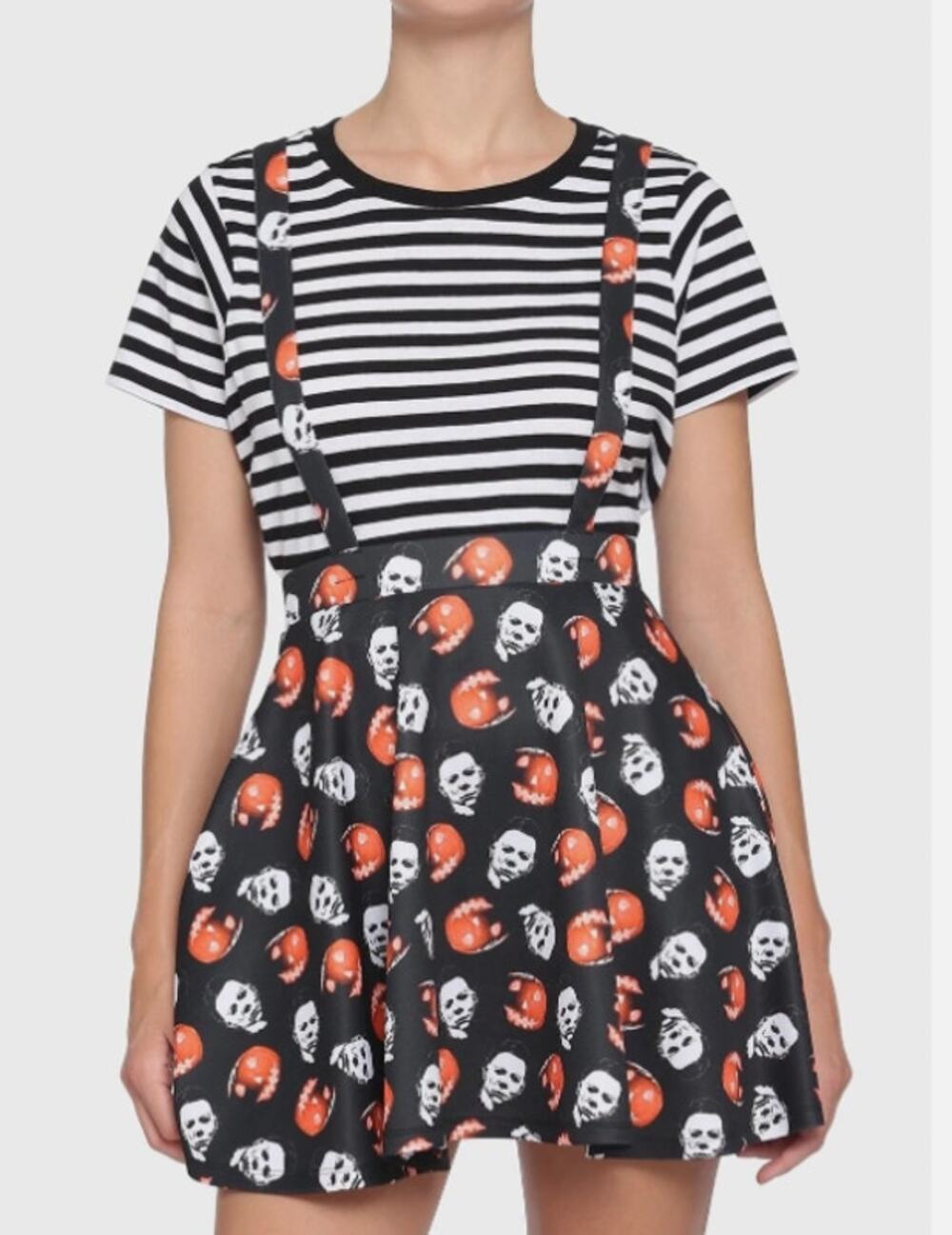 Hot Topic Halloween Michael Myers Pumpkin Suspender Skirt Juniors Large